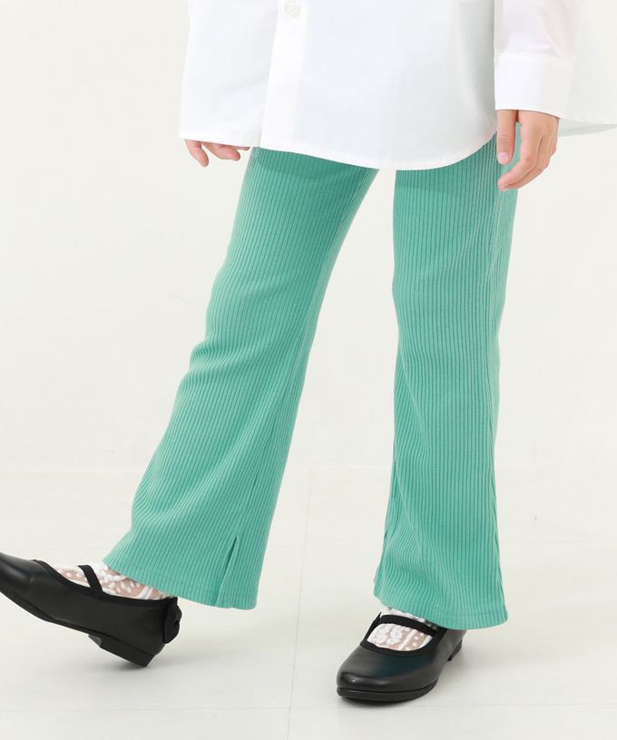 日本 devirock - 俐落羅紋開衩喇叭寬褲-淺粉紫