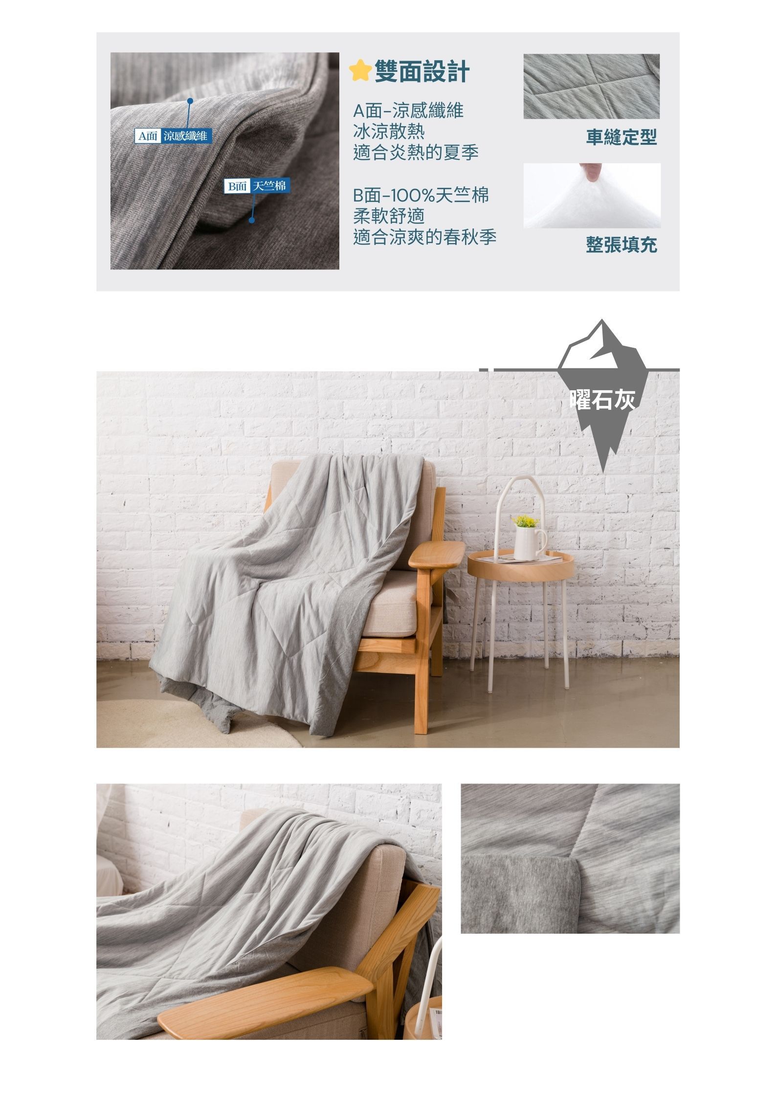 伊德生活 Idée Living - 日本超涼感科技_冰峰加大全套組(冰峰被*1+冰峰床墊*1+冰峰枕墊*2)_冰河藍