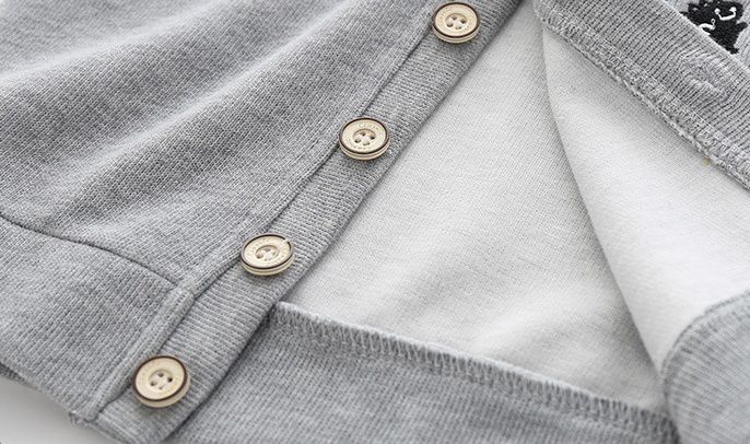 WELLKIDS - V領針織開衫背心-恐龍刺繡-藍色