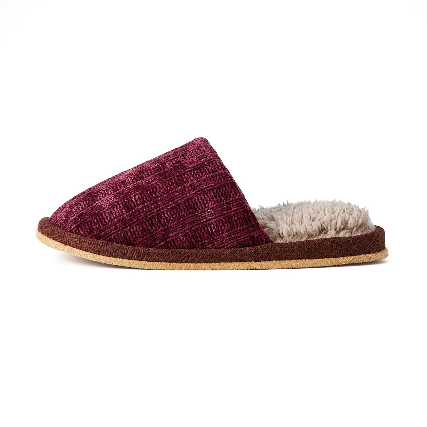 日本千趣會 - 毛茸茸針織拼接室內拖-深咖啡 (24.5-26.5cm)