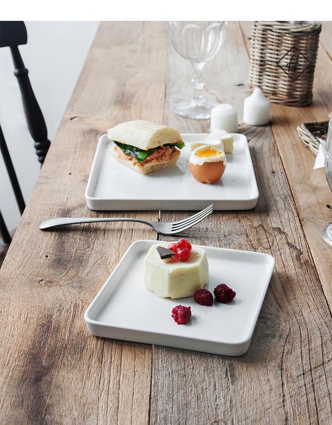 韓國 SSUEIM - LEED系列莫蘭迪陶瓷方形淺盤14cm (灰色)