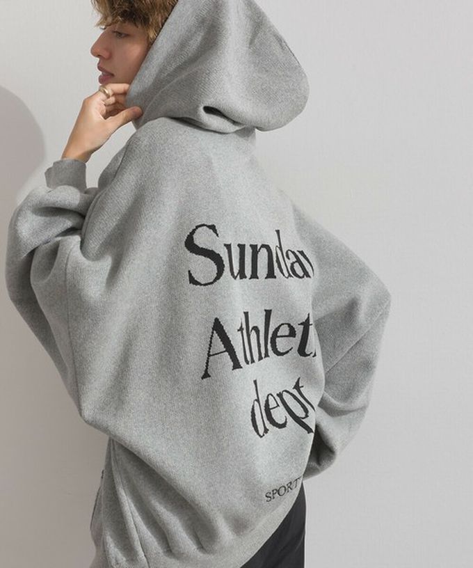 日本 Lupilien - Sunday休閒寬大版型針織帽T-海軍藍