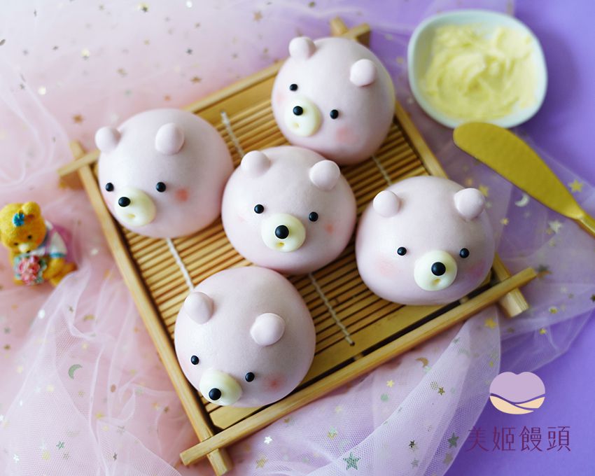 美姬饅頭 - 法式奶酥熊熊鮮乳造型包子 (一盒六入)-50g