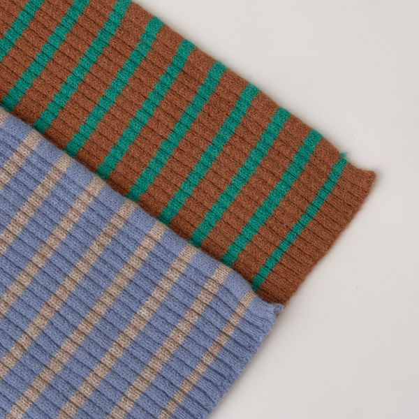 日本 b-ROOM - 注目配色條紋針織圍巾-藍x淺灰 (F)