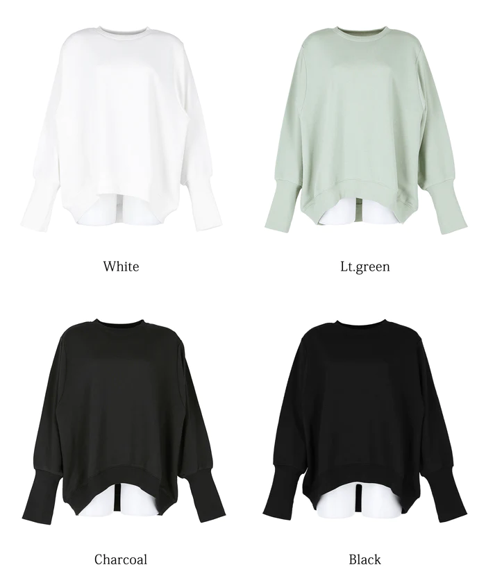 日本 COCA - 休閒寬版澎澎長袖上衣-石墨灰