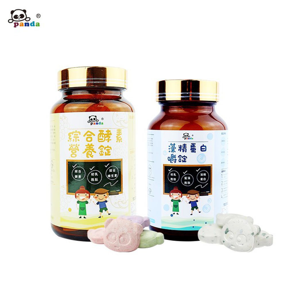 鑫耀生技Panda - 營養防護-綜合酵素營養錠+藻精蛋白嚼錠-200錠+120錠