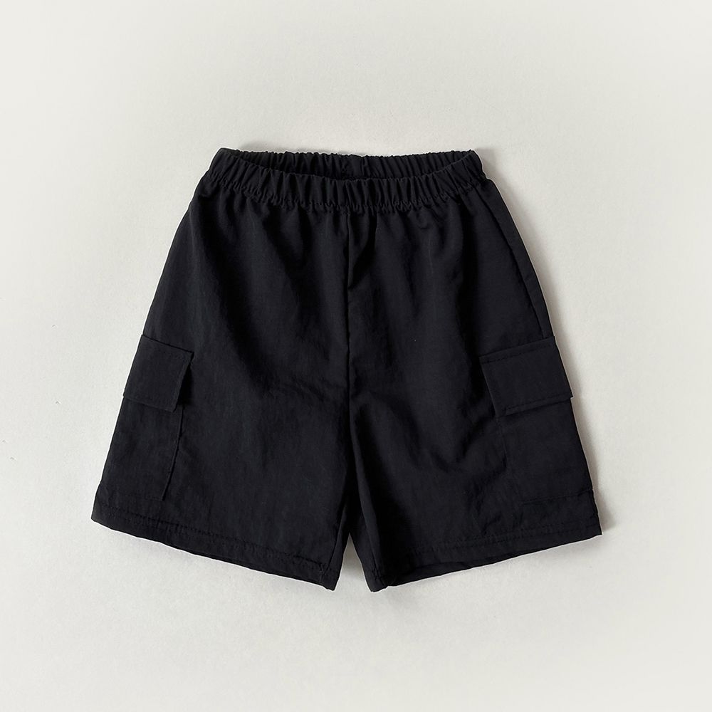 W.S.B. 鬆緊腰工裝風格口袋過膝褲-黑