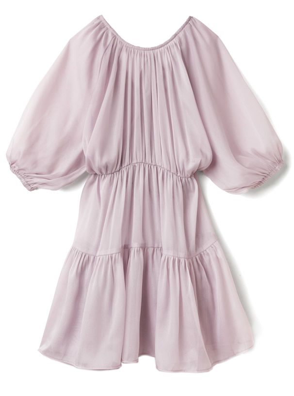 日本 GRL - 微浪漫蛋糕層次五分袖短版洋裝-粉