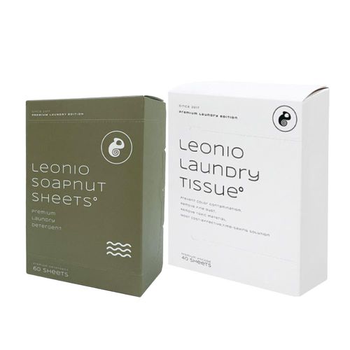 韓國 Leonio - (體驗組)溫和洗淨衣物防護組-洗衣紙x1盒(60片)+防染色紙x1盒(40片)