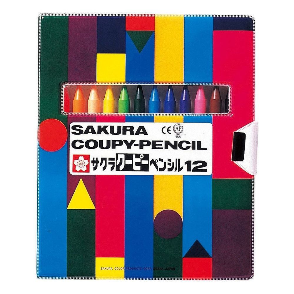 日本文具代購 - SAKURA 日本製蠟筆組(附削鉛筆器/橡皮擦)-12色