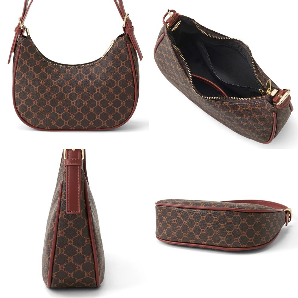 日本 GRL - 2way滿版花押字腋下包/側背包-咖啡 (F)