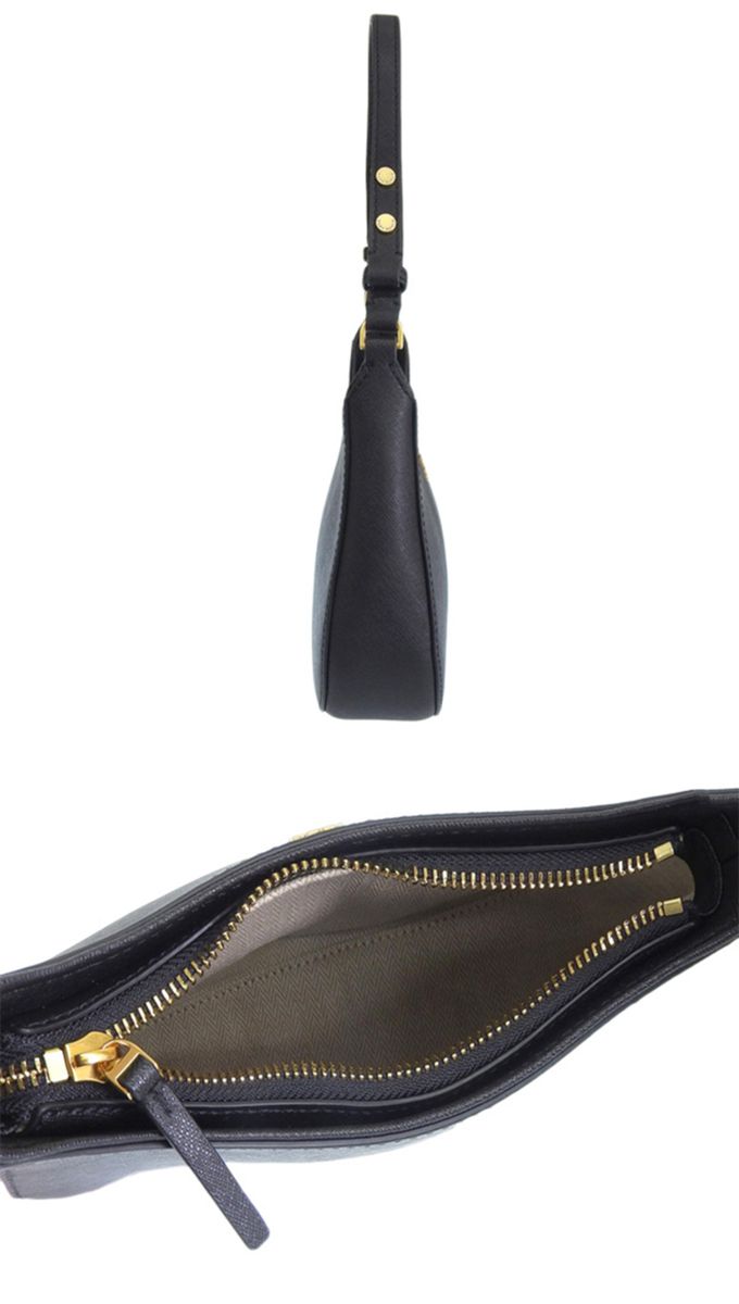 TORY BURCH - 簡約皮革雙T-LOGO肩背包 (黑)