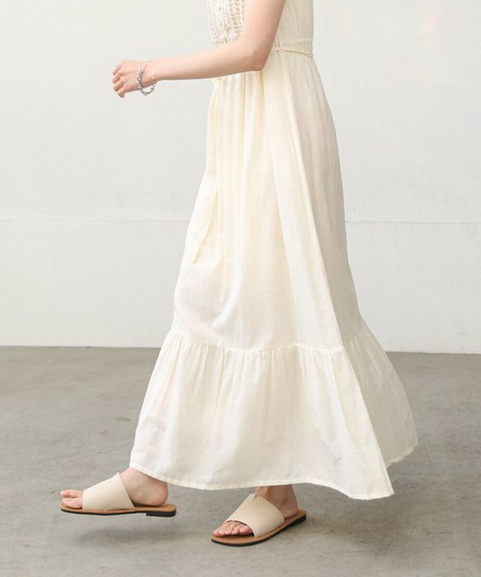 日本 Bab - 100%印度棉刺繡腰綁帶無袖洋裝-炭灰