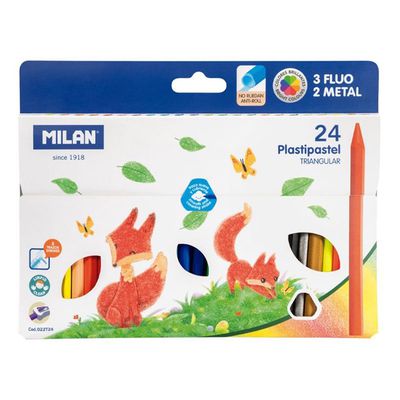 MILAN - 無毒不沾手六角蠟筆(24色)