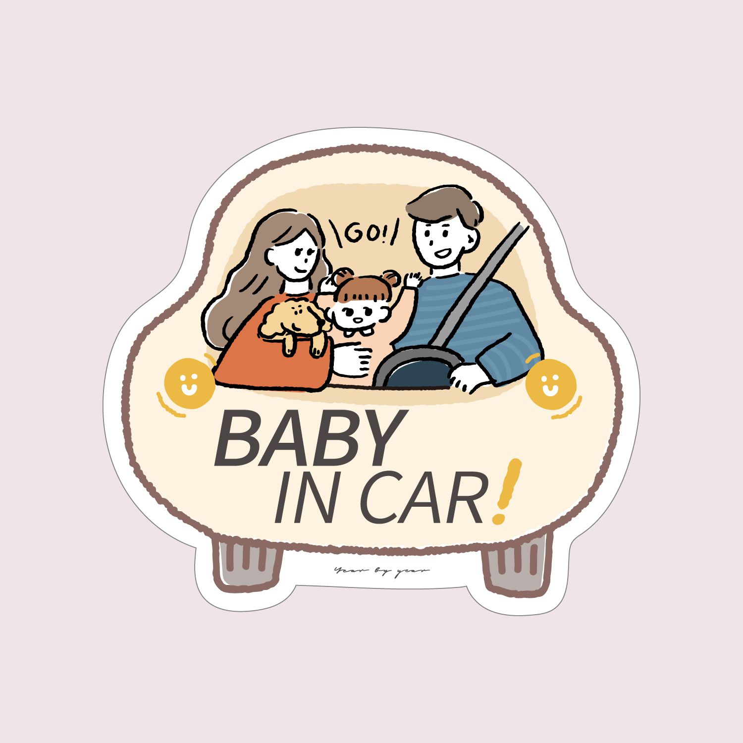 年年.studio - 不殘膠baby in car車貼-男孩款 (w10.5x9.5cm)