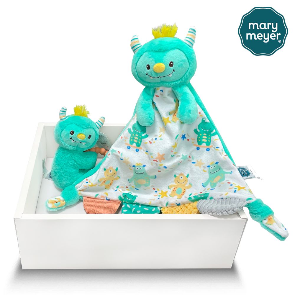 怪獸萌奇經典禮盒-柔軟手搖鈴+柔軟安撫巾