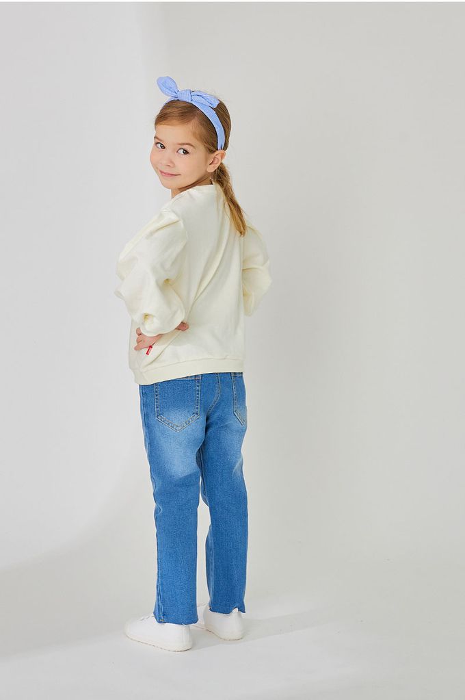 韓國 OZKIZ - 清爽圓花點綴澎澎袖上衣-象牙白