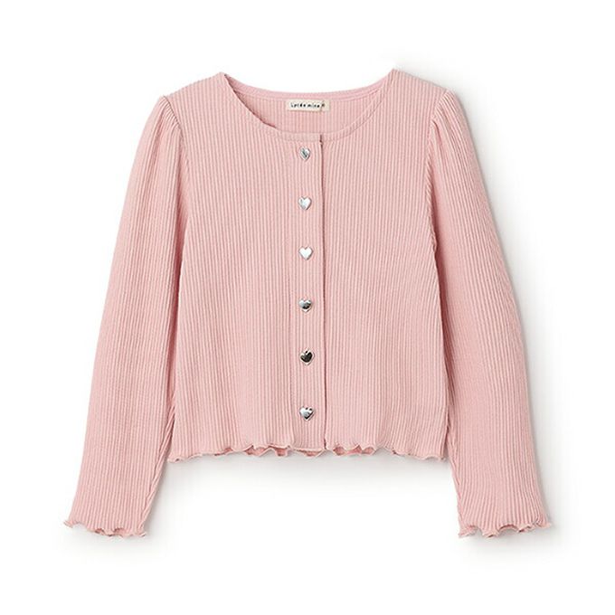 日本 Lycee mine - 愛心鈕扣羅紋針織薄外套-薄荷綠