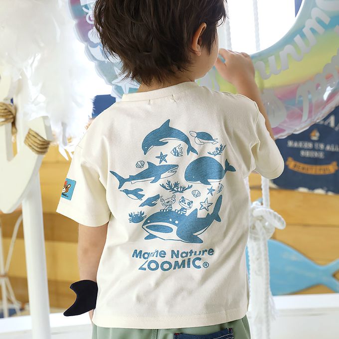 日本 ZOOLAND - 海洋印花短袖上衣-巨大鯨魚-海軍藍