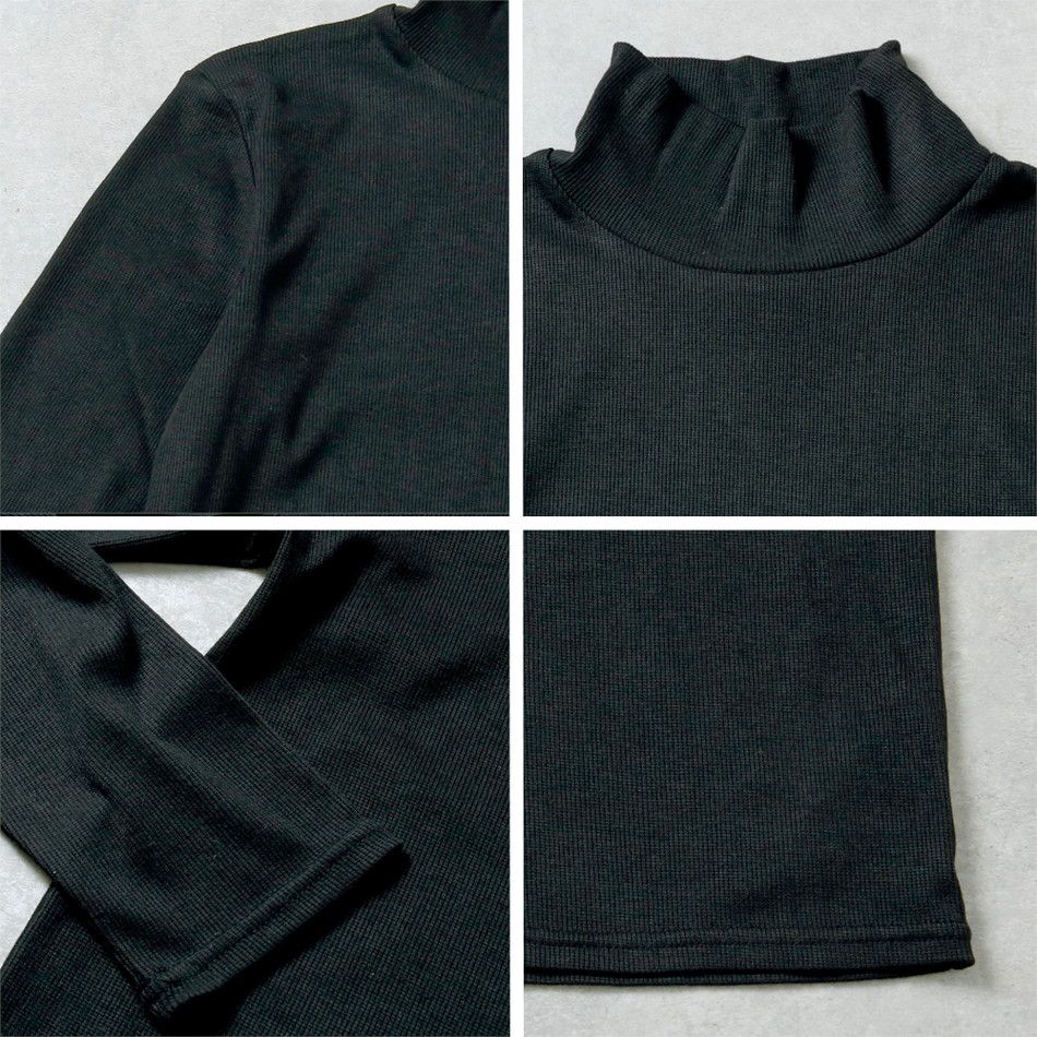 日本 Rejoule - 柔軟彈性立領長袖上衣/打底衫-米白