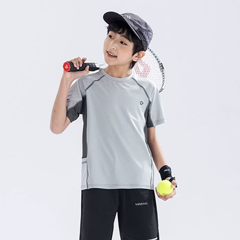 UPF50+原紗防曬速乾短袖上衣+短褲套裝-灰色