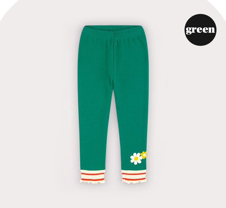 韓國 HEJMINI - (內刷毛)兩朵花針織褲管內搭褲-象牙白