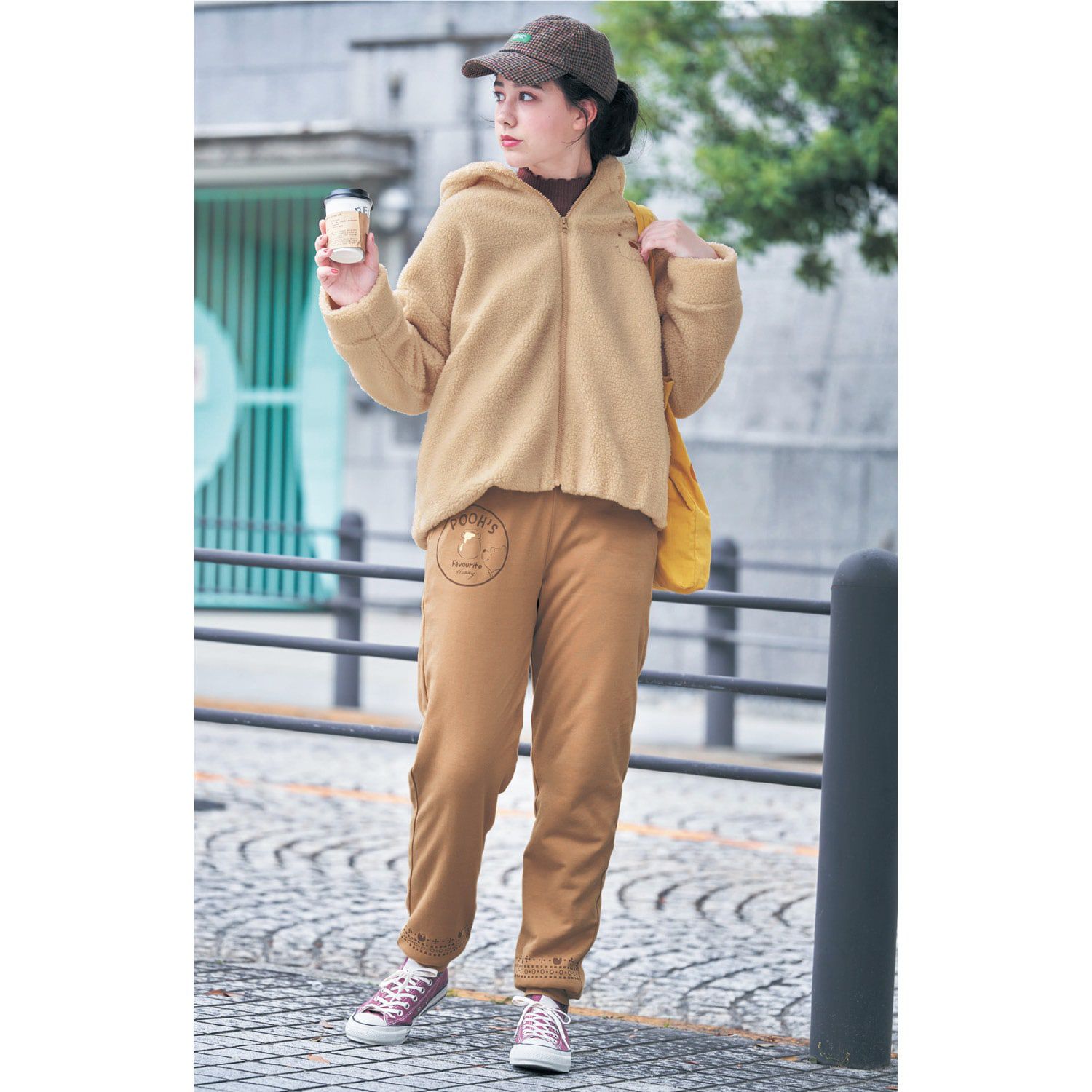 日本千趣會 - 迪士尼 柔軟家居休閒長褲-米奇花草-深灰