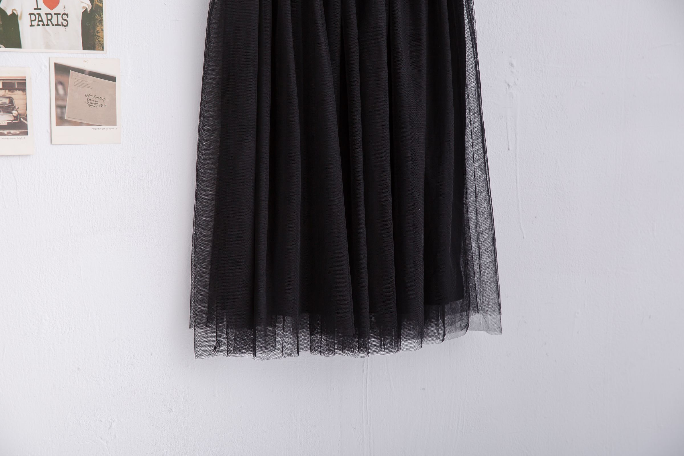 Peachy - 獨家訂製綿柔半身紗裙-半身中長版-華麗黑 (F)