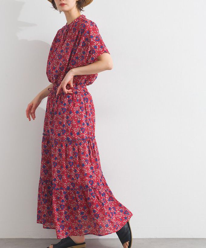 日本 Lupilien - 100%印度棉 華奢滿版印花分層長裙-白系