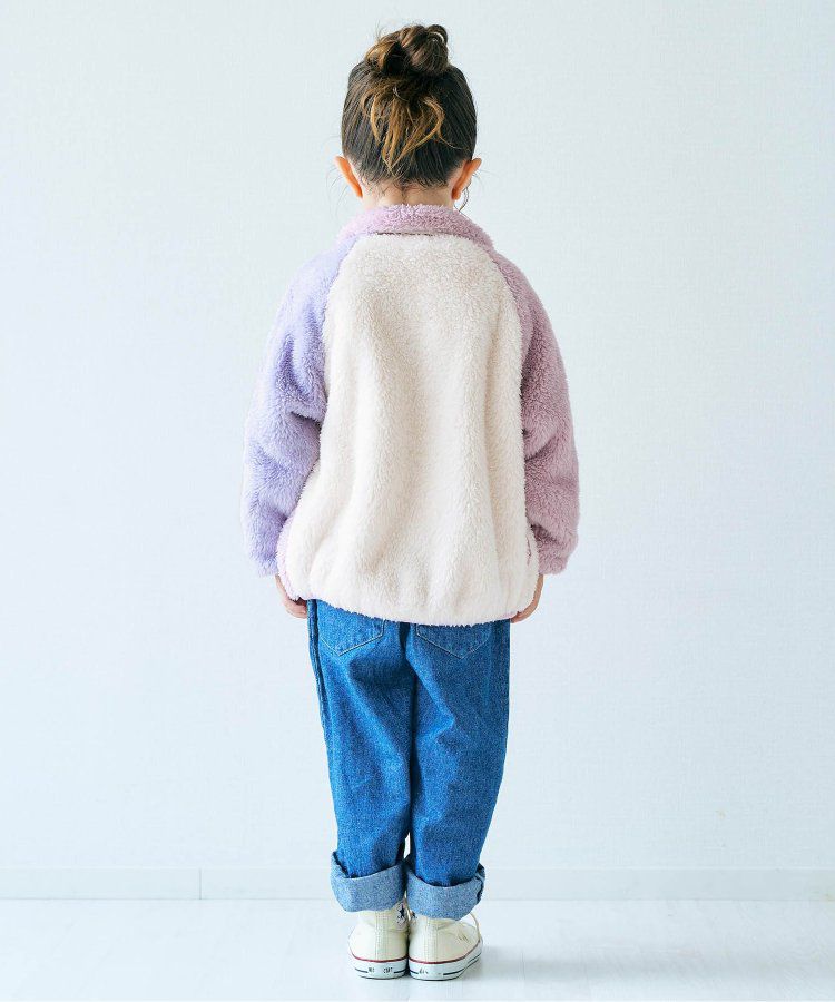 日本 apres les cours - 蓬鬆拼接風多彩絨毛外套-摩卡系