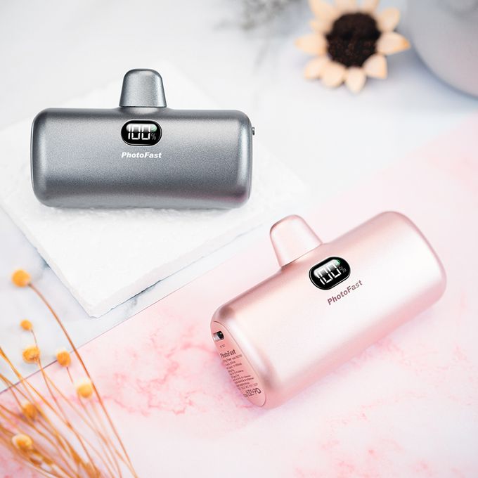 PhotoFast - PD快充版 5000mAh 直插式 口袋電源 行動電源 Lighting Power-金屬限定款 (蘋果 / 安卓)-玫瑰金