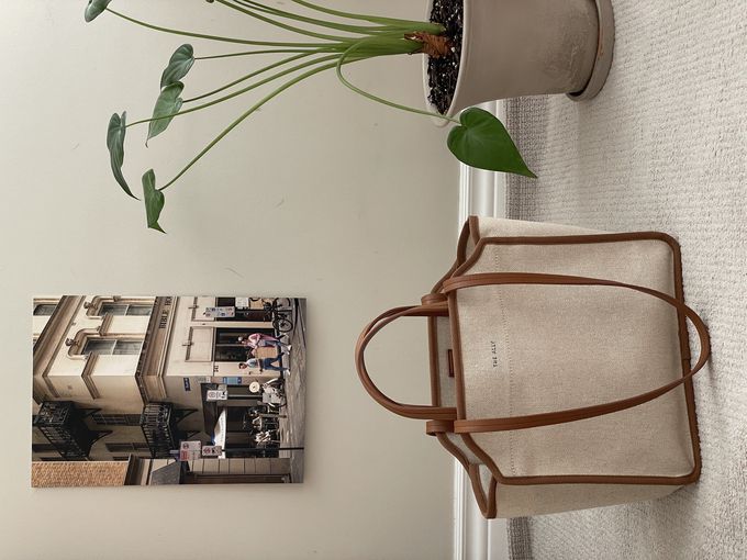 韓國 THEALLY - (附小袋)質挺帆布方包手提/肩背包-焦糖咖 (大)