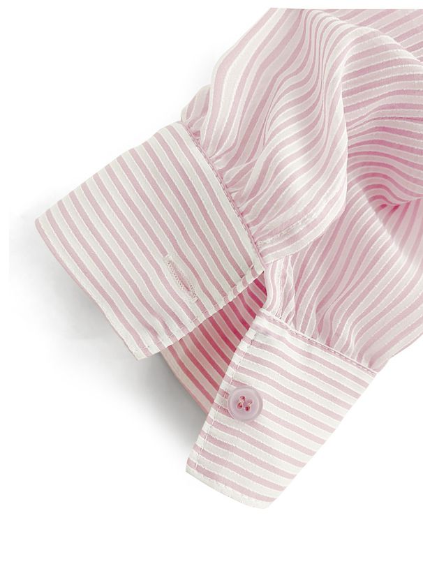 日本 GRL - 經典條紋長袖襯衫/薄外套-淺粉 (F)