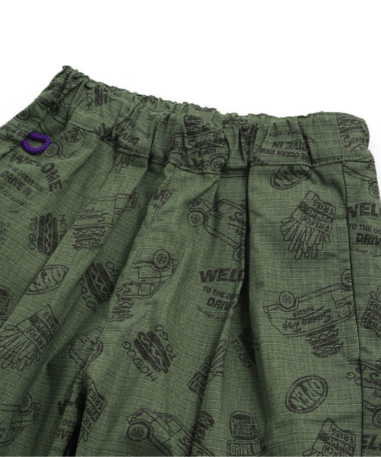 日本 BREEZE - 挺版廓形印花主廚褲-變形蟲-黑