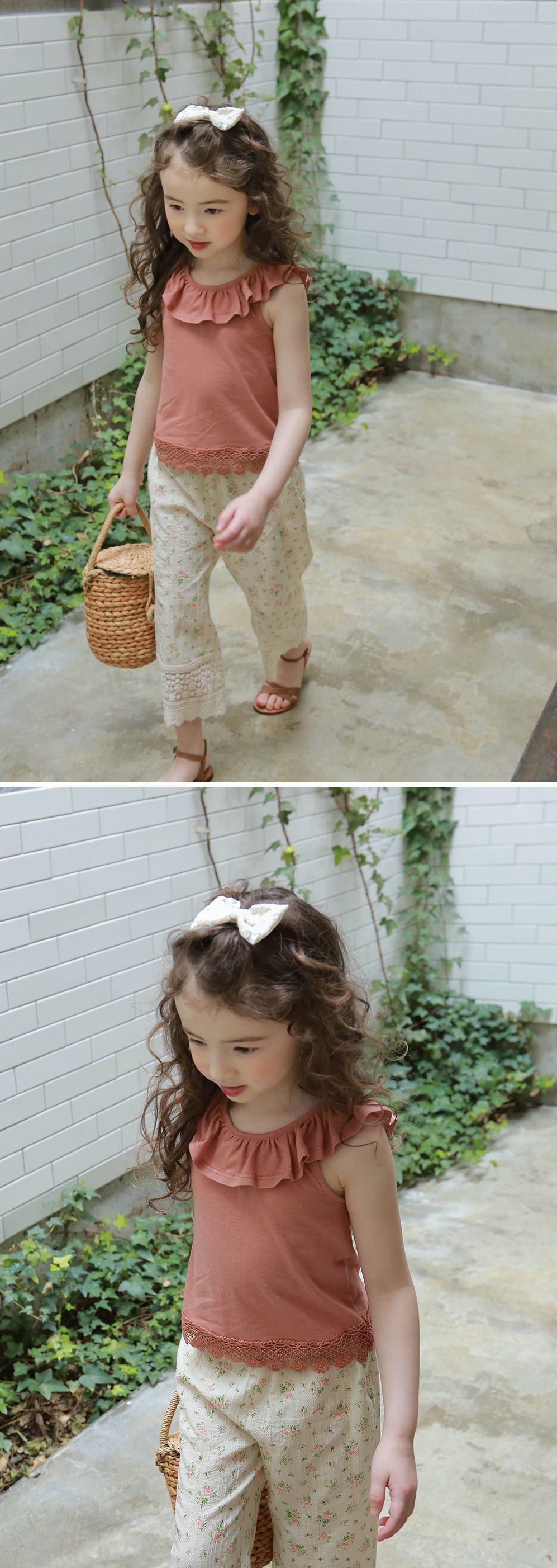 韓國 PuellaFLO - 蕾絲刺繡花朵蝴蝶結髮飾/髮夾-米白