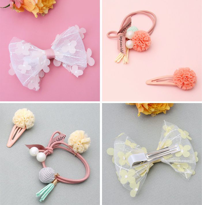 韓國 Bimbo Bimba - 髮飾禮盒組-蜜桃粉A