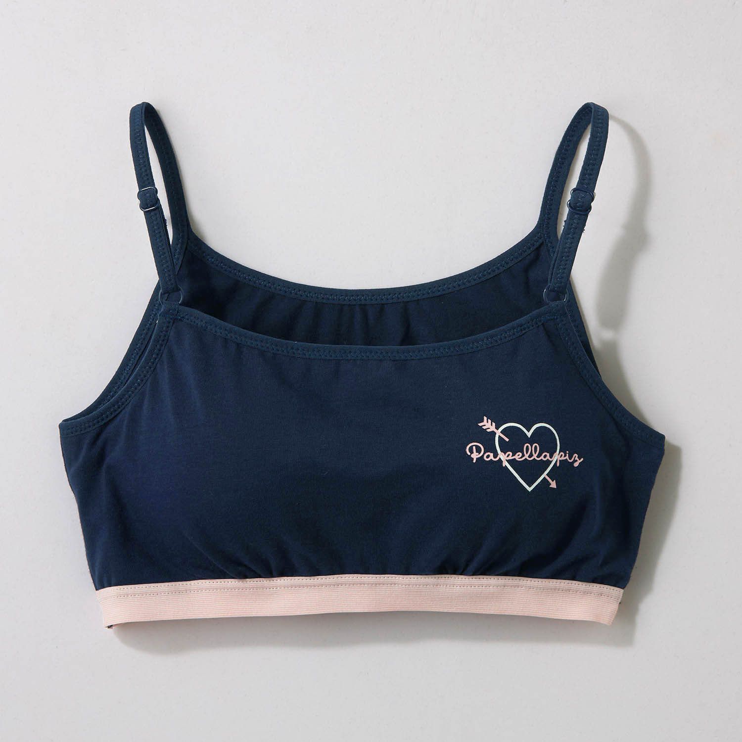日本 Papel lapiz - 少女成長運動型內衣(無背扣/肩帶可調)-海軍藍