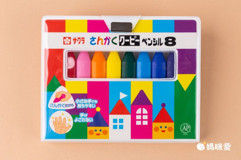 日本文具代購 - SAKURA 日本製兒童省力三角蠟筆組-8色