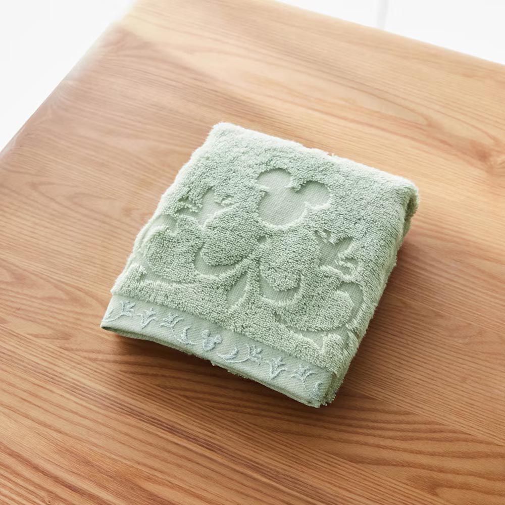 日本千趣會 - 抗菌防臭 日本製今治蓬鬆洗臉巾-米奇-薄荷 (34×80cm)