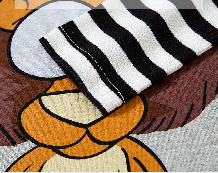 純棉圓領立體薄長袖上衣-大眼猴子-黃色