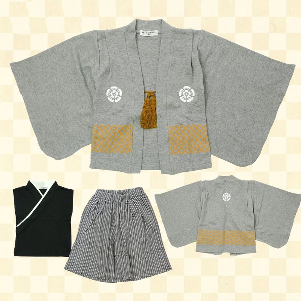日本服飾代購 - 純棉日本傳統袴 和服(三件式)-灰