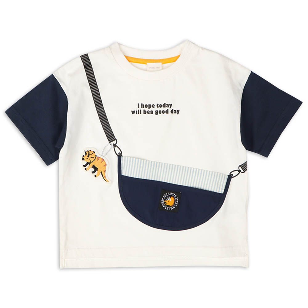 短袖趣味T恤-米白色