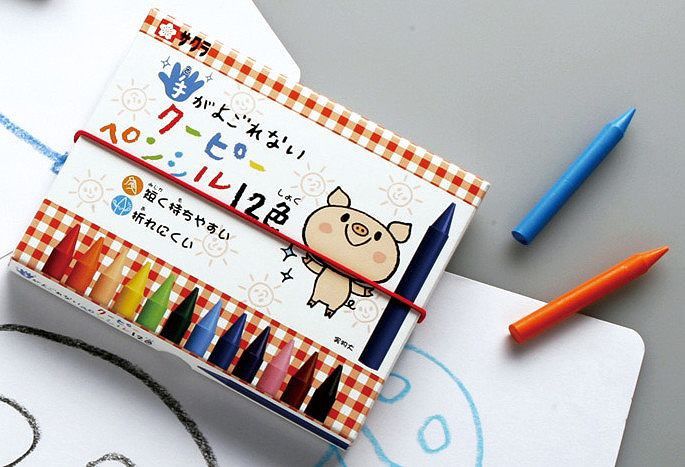 日本文具代購 - SAKURA 日本製不沾手臘筆組-12色