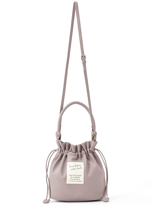 日本 GRL - 2way仿皮束口小手提包/側背包-銀