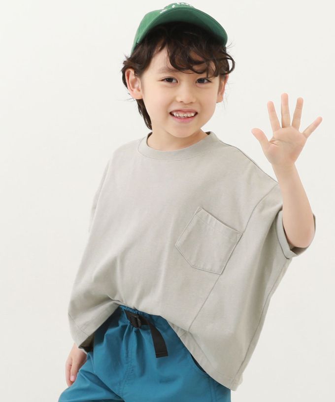 日本 devirock - 100%純棉落肩短袖上衣-淺灰