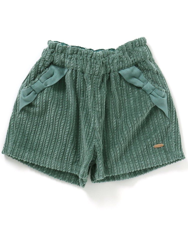 日本 apres les cours - 蝴蝶結口袋燈芯絨短褲-葡萄紫