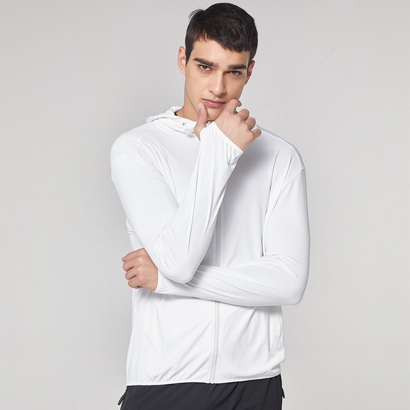 抗UV超薄款防曬外套(透氣網眼)-男款-淺灰色-無logo