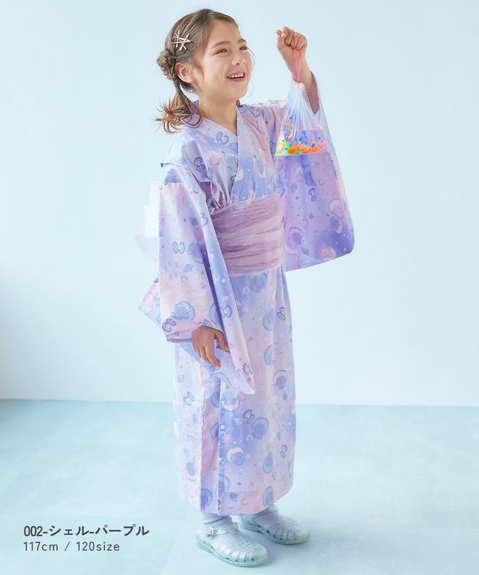 日本 devirock - 夢幻印花輕鬆套頭式純棉浴衣(2件組)-檸檬-黃