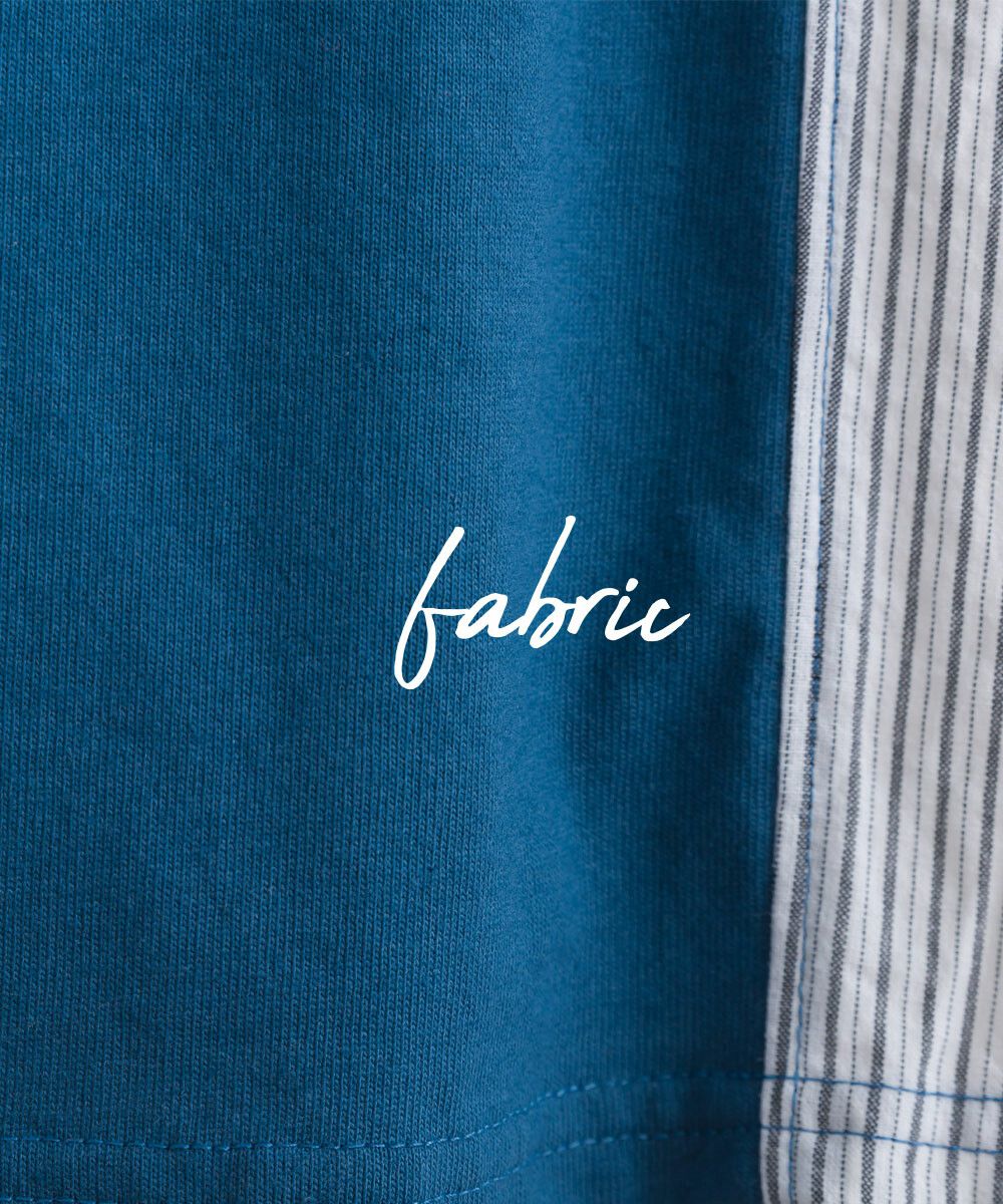 日本女裝代購 - 16支天竺棉拼接五分袖上衣-米白