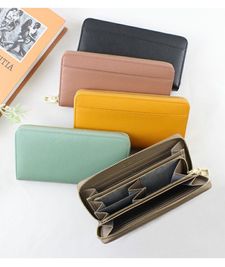 日本 LIZDAYS - [樂天No.1] 收納分層拉鍊真皮長夾-淺灰杏 (20x10.5x2.5cm)